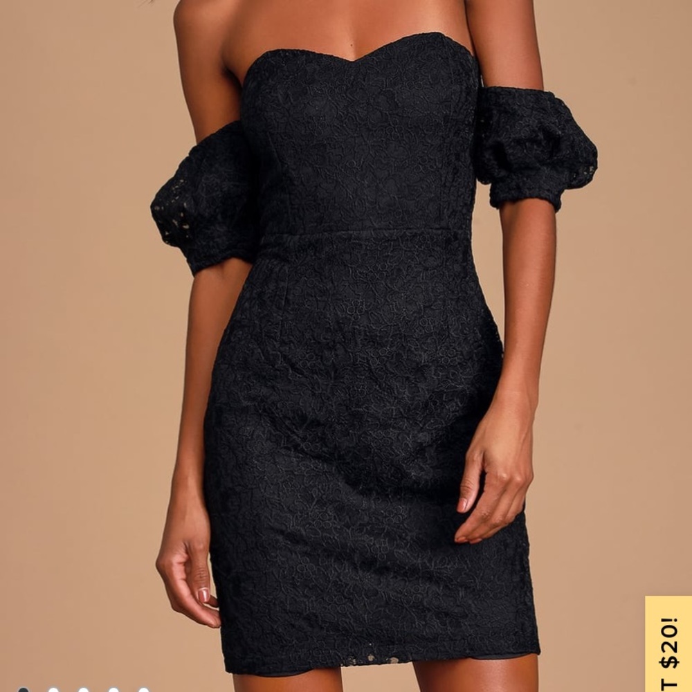 Hartley embroidered lace off the shoulder dress